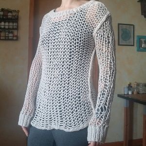 All Saints hand knit crochet sweater cream white